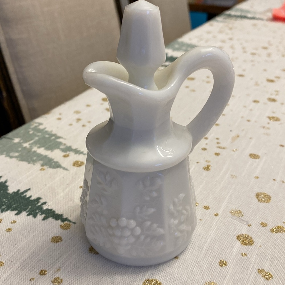 Vintage Westmoreland Panel Grape Milk Glass Cruet